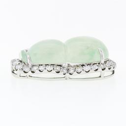 18k White Gold AGL Carved Grayish Green Jadeite Jade VS F 2.1 ctw Diamond Pendan