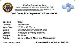 51.44 ctw Oval Cabochon Aquamarine Parcel