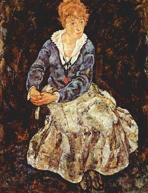 Egon Schiele - Portrait Of Edith Egon Schiele Sitting