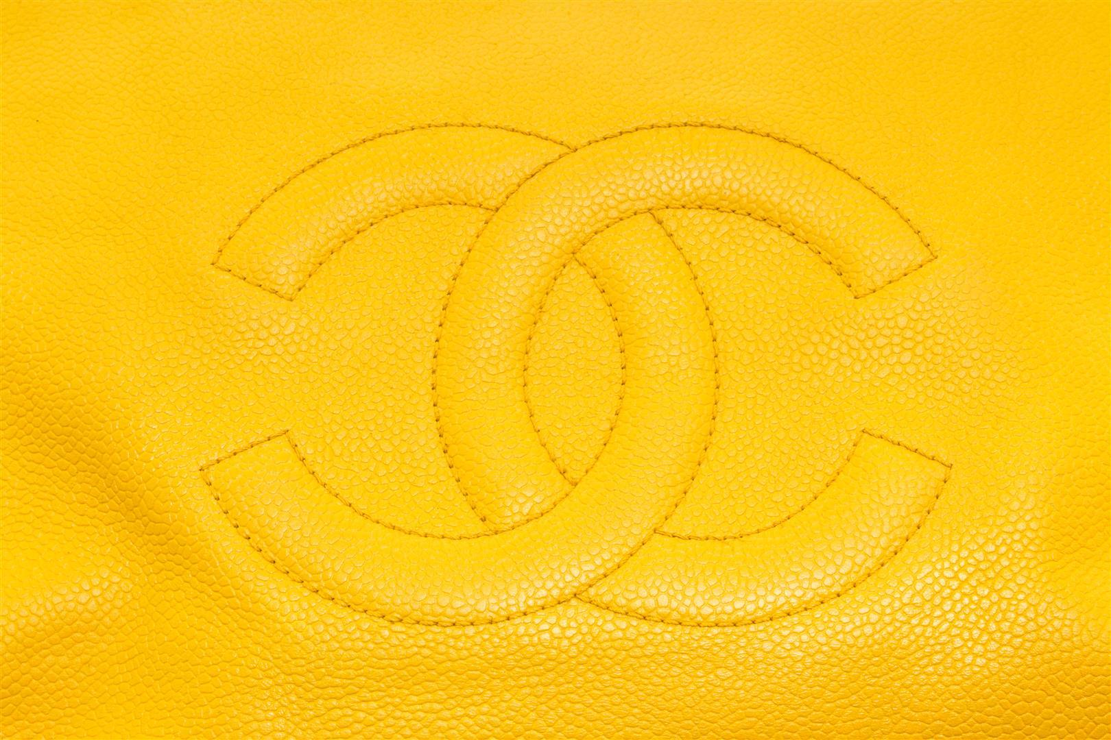 Chanel Yellow Leather Vintage CC Shoulder Bag