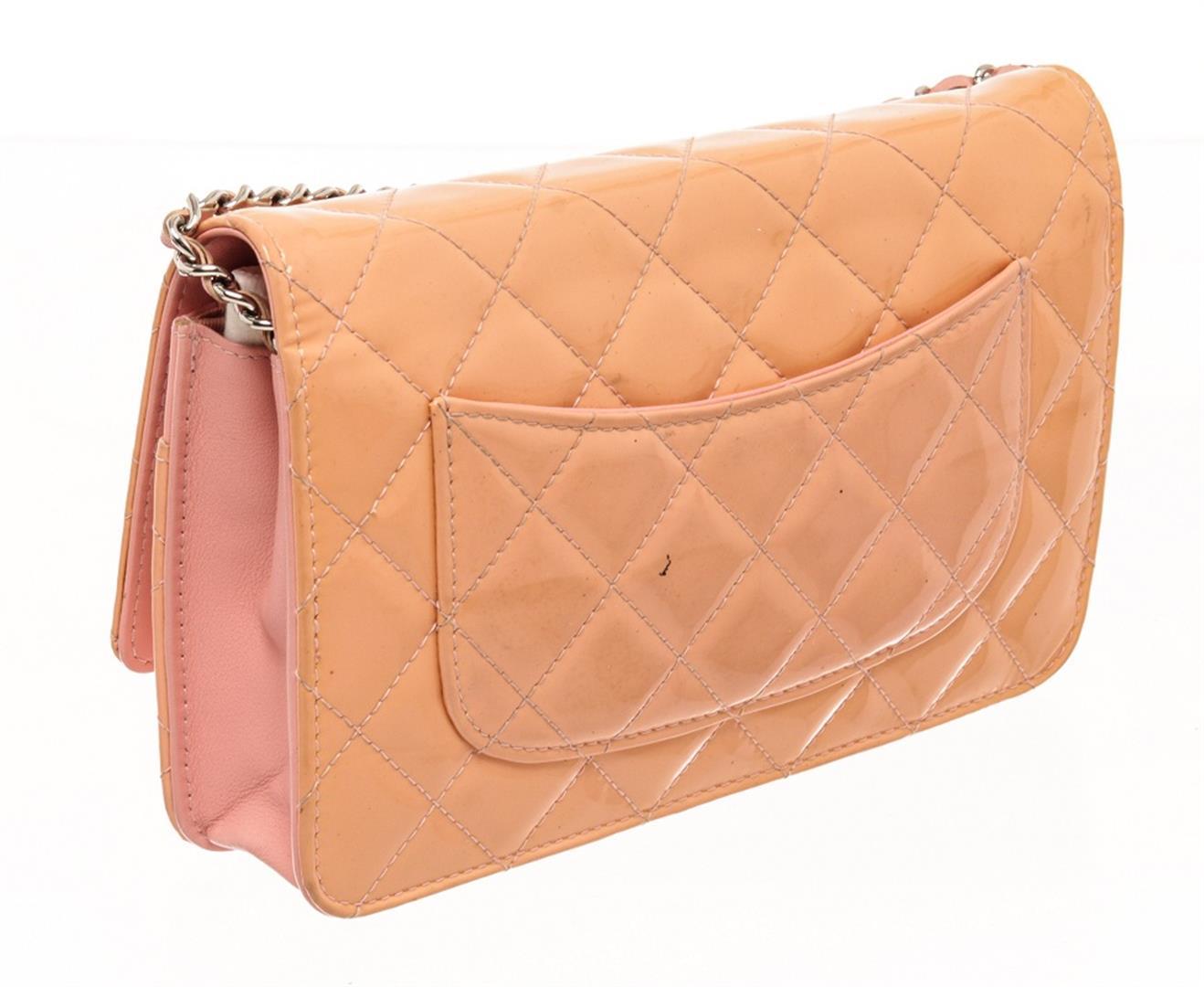 Chanel Pink Patent Leather Wallet on Chain Crossbody Bag