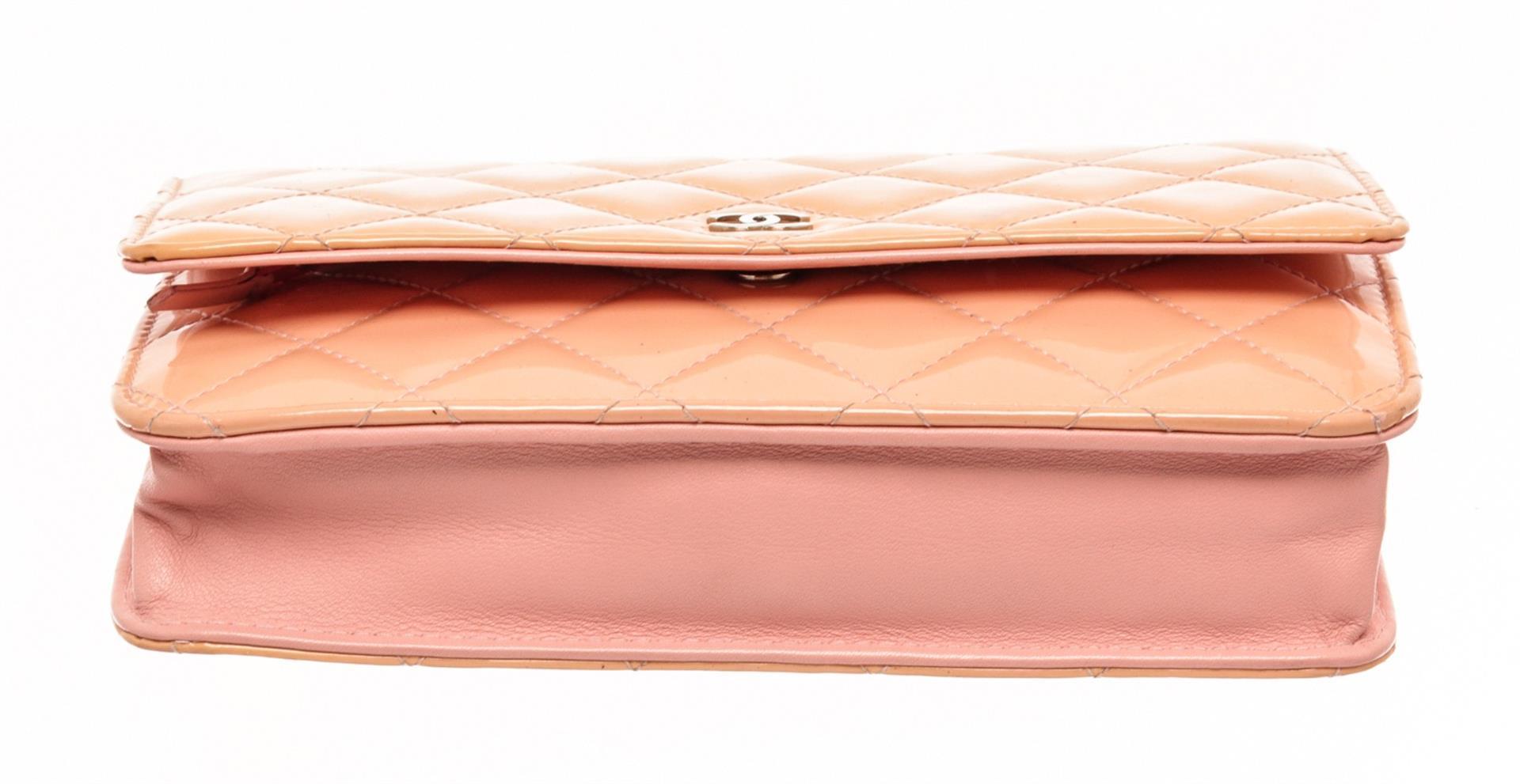 Chanel Pink Patent Leather Wallet on Chain Crossbody Bag