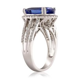 9.07 ctw DARK Tanzanite and 0.58 ctw Diamond Platinum Ring (GIA CERTIFIED)