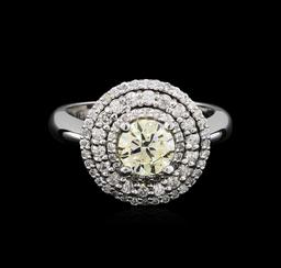 1.50 ctw Light Yellow Diamond Ring - 14KT White Gold