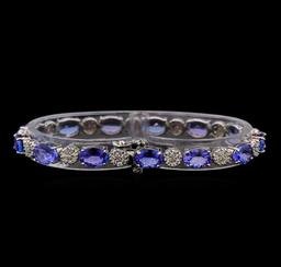 14KT White Gold 17.16 ctw Tanzanite and Diamond Bracelet