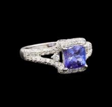 14KT White Gold 1.44 ctw Tanzanite and Diamond Ring