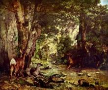 Jean Desire Gustave Courbet- Deer in the Woods