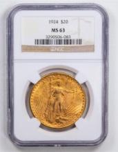 1924 $20 Double Eagle Gold Coin NGC MS63