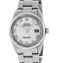 Rolex Mens Quickset Stainless Steel Sapphire Crystal Datejust With Smooth Bezel