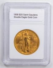 1908 $20 Saint Gaudens Double Eagle Gold Coin