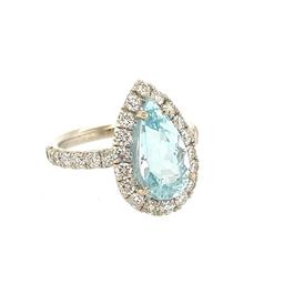 2.50 ctw Aquamarine & Diamond Ring - 14KT White Gold