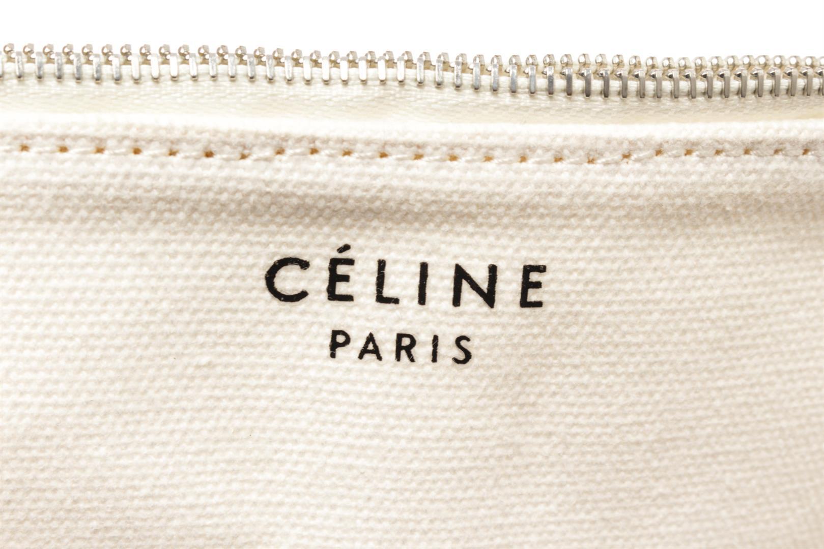 Celine White Canvas with Leather Medium Logo Tote Bag