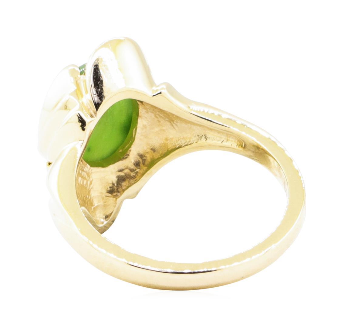 0.05 ctw Diamond and Jade Ring - 14-24KT Yellow Gold