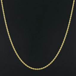 Unisex 14K Yellow Gold 18.5" 2.9mm Polished Solid Rope Link Chain Necklace