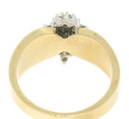 14k Yellow Gold 0.50 ctw Terraced Round Brilliant Diamond Cluster Cocktail Ring