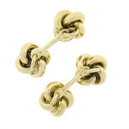 Men's 14k Yellow Gold 0.10 ctw Diamond Polished Love Knot Reversible Cuff Links