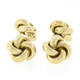 Men's 14k Yellow Gold 0.10 ctw Diamond Polished Love Knot Reversible Cuff Links