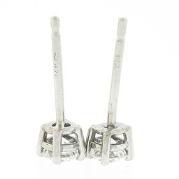 NEW 14k White Gold .30 ctw Round Brilliant Prong Set Diamond Classic Stud Earrin