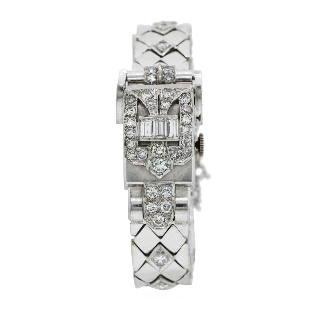 Longines Lady's Bracelet Watch - Platinum and 14KT White Gold