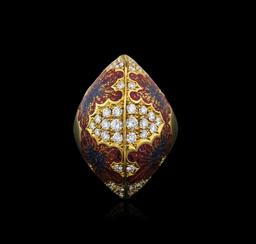 18KT Yellow Gold 0.80 ctw Diamond and Enamel Ring