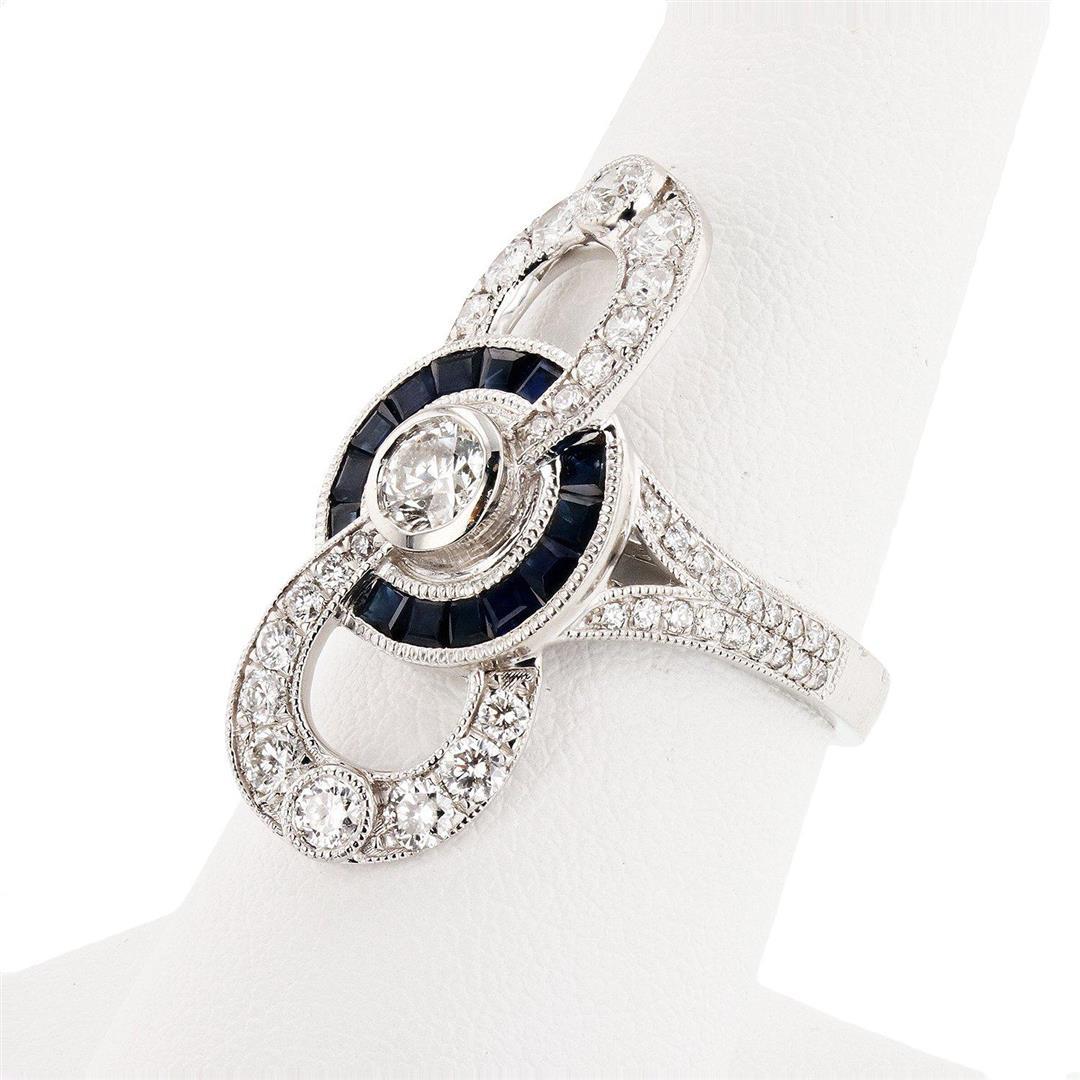 0.31 ctw Diamond and 0.88 ctw Blue Sapphire Platinum Ring (2.07 ctw Diamonds)