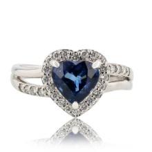 2.11 ctw Blue Sapphire and 0.27 ctw Diamond Platinum Ring