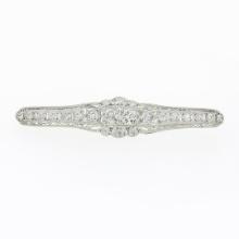 Antique Art Deco Platinum 4.04 ctw Old European Diamond Filigree Bar Pin Brooch