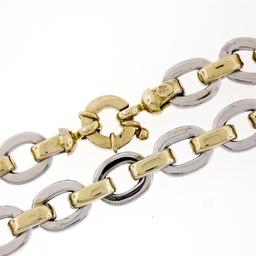 NEW Italian Solid 14K TT Gold 8" Interlocking Oval Link Chain Bracelet 16.98g