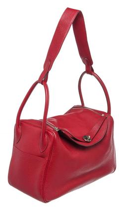 Hermes Red Taurillon Clemence Leather Lindy 34 Shoulder Bag