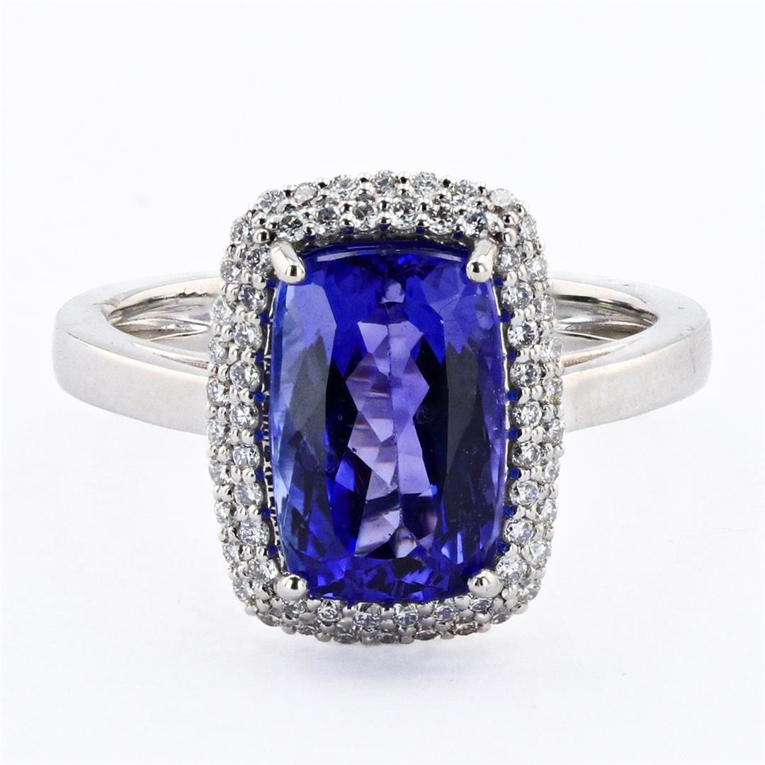 3.65 ctw Tanzanite and 0.33 ctw Diamond Platinum Ring