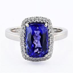 3.65 ctw Tanzanite and 0.33 ctw Diamond Platinum Ring