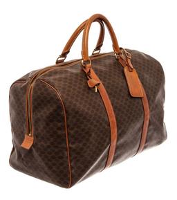 Celine Brown Leather Macadam Boston Bag