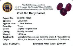 16.55 ctw Oval Mixed Ruby Parcel