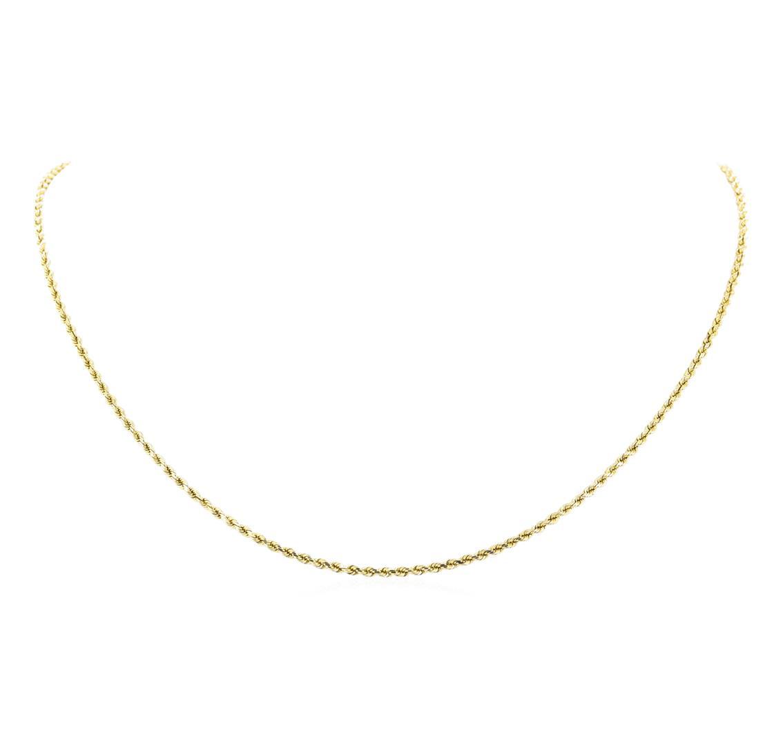 Twenty Inch Rope Chain - 14KT Yellow Gold