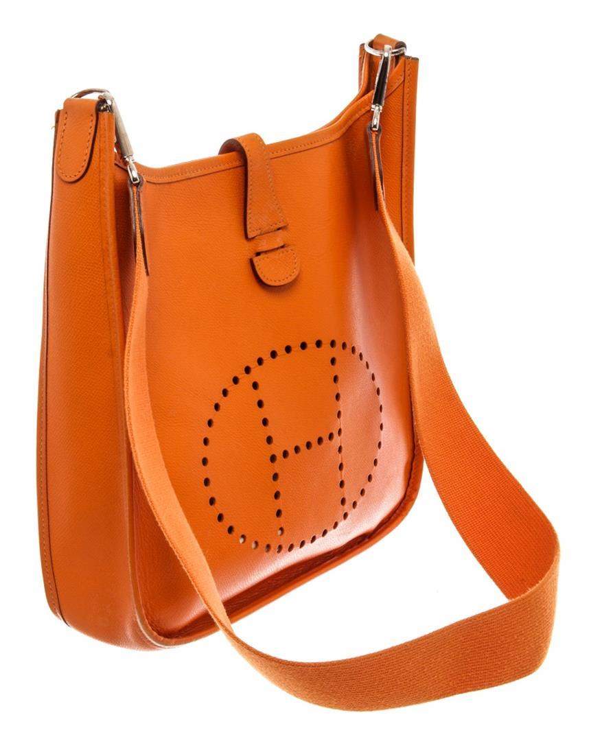 Hermes Orange Epsom Leather Evelyne GM Hobo Bag