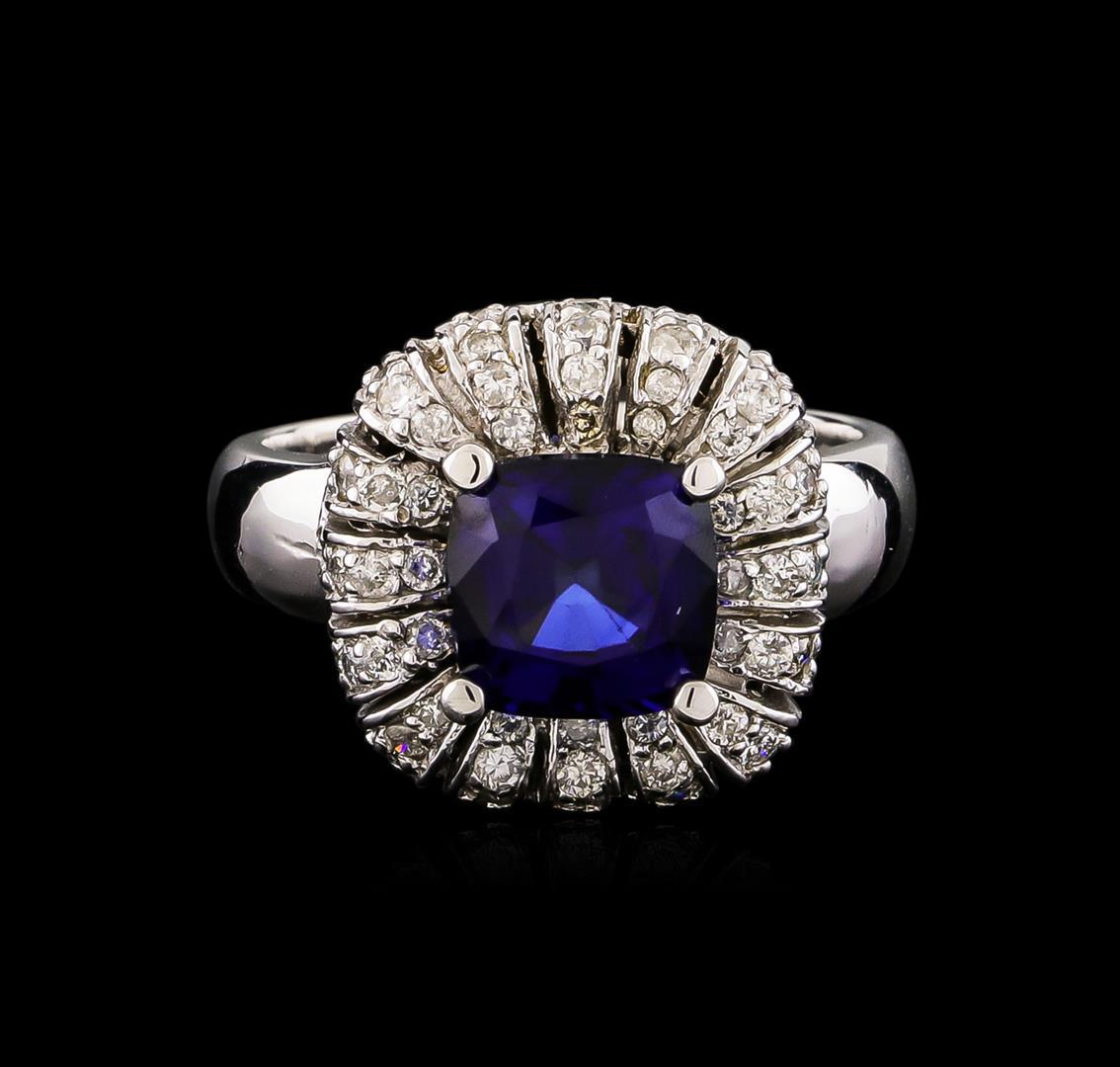 14KT White Gold 2.25 ctw Tanzanite and Diamond Ring