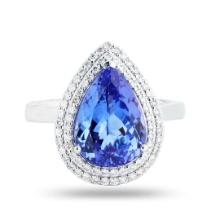 4.58 ctw Tanzanite and 0.36 ctw Diamond Platinum Ring