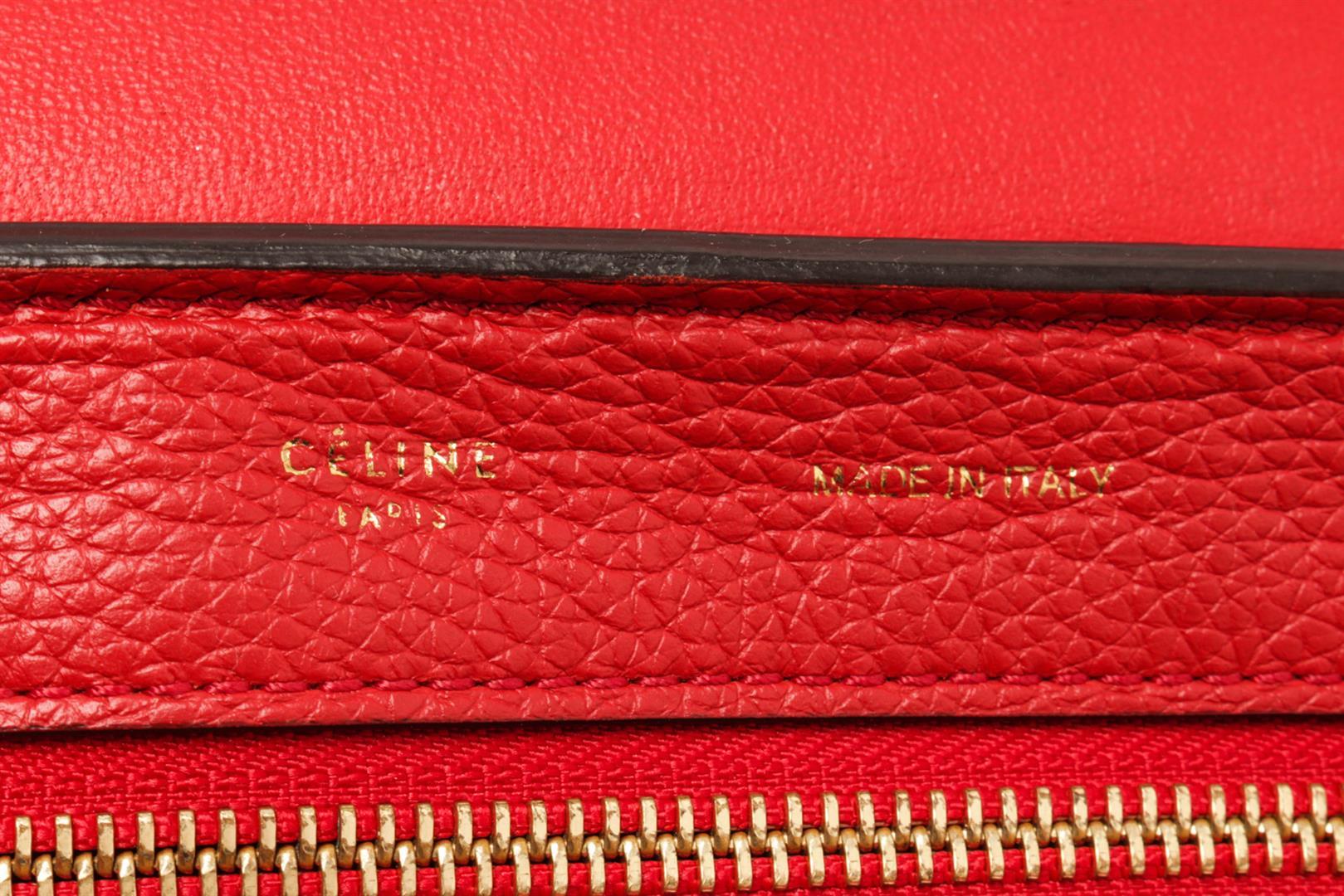 Celine Red Leather Medium Trapeze Shoulder Bag