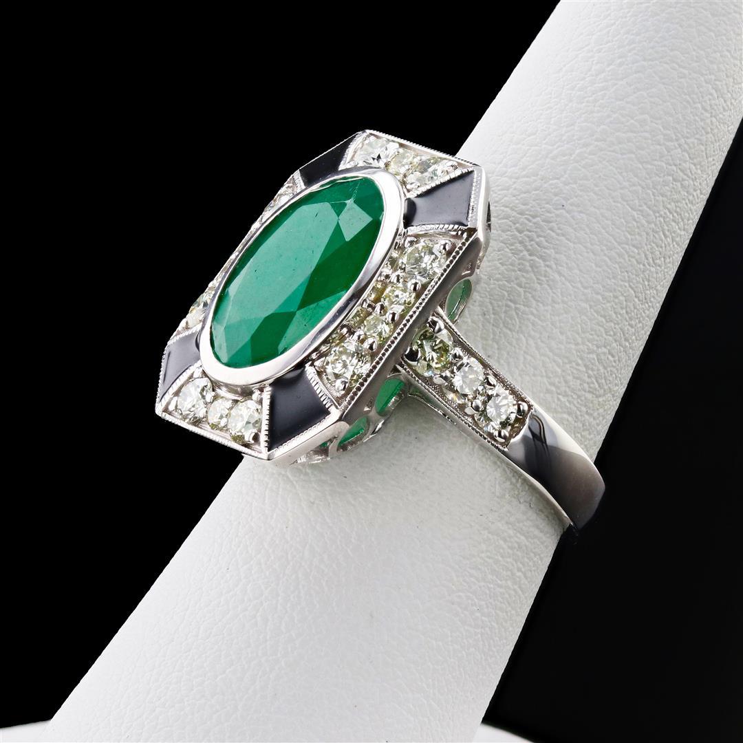 6.68 ctw Emerald and 1.37 ctw Diamond 18K White Gold Ring (GIA CERTIFIED)