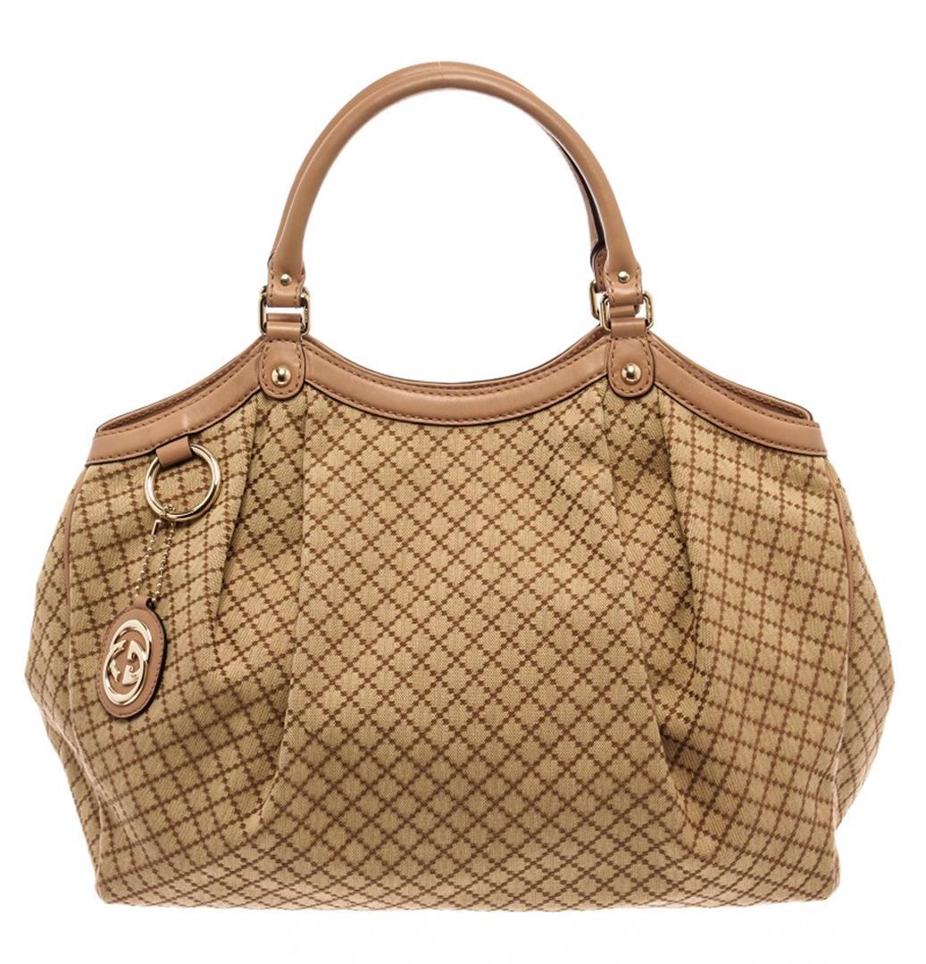 Gucci Beige Canvas Sukey/Diamante Tote Bag