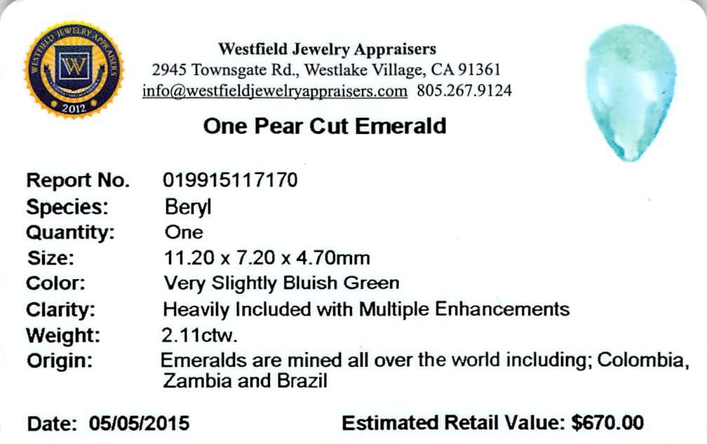 2.11 ctw Pear Emerald Parcel