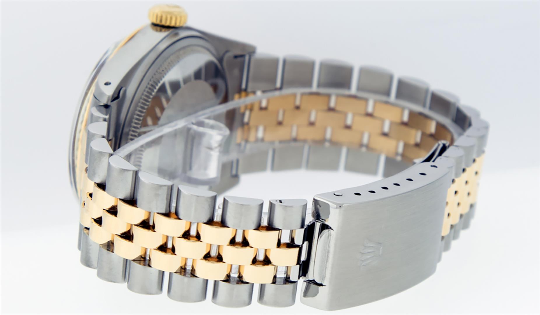 Rolex Mens 2 Tone Silver Index 36MM 14K Yellow Gold & Steel Datejust Wristwatch