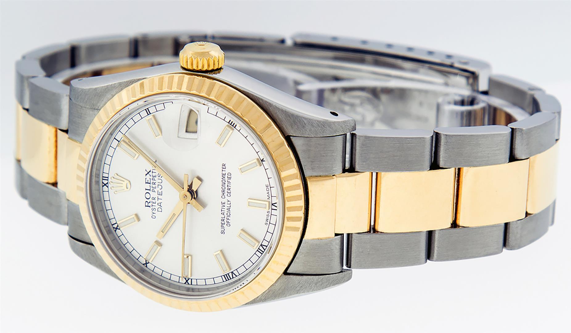 Rolex Ladies Quickset Midsize 31MM 18K Yellow Gold And Steel Silver Index Oyster