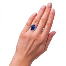 13.17 ctw Tanzanite and 1.53 ctw Diamond Platinum Ring (GIA CERTIFIED)