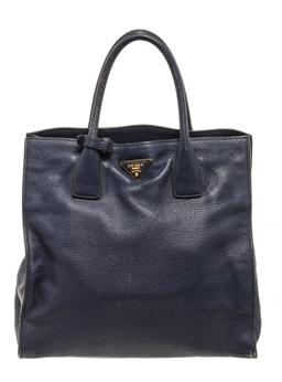 Prada Navy Leather Tote Bag