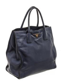 Prada Navy Leather Tote Bag