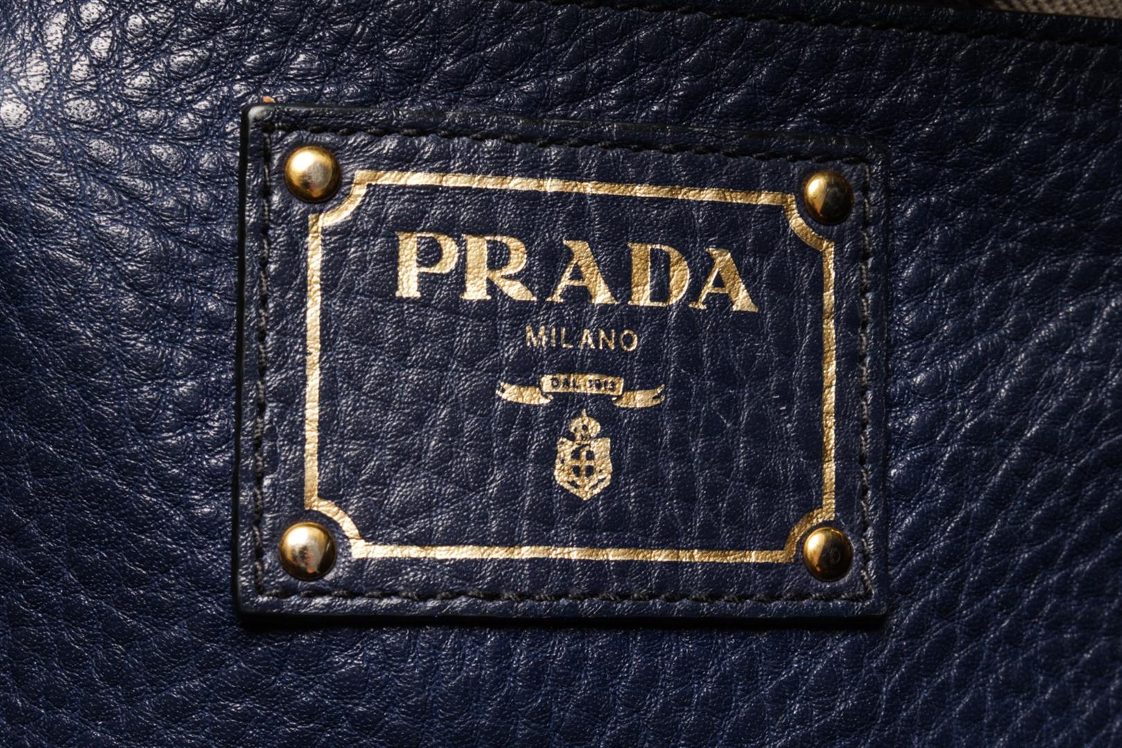 Prada Navy Leather Tote Bag