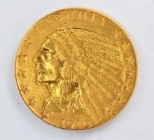 1910 $5 Indian Head Half Eagle Gold Coin CU