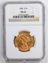 1882 $10 Eagle Gold Coin NGC MS63