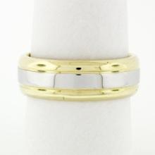 Vintage Unisex Solid Platinum & 18k Gold Heavy Polished Wedding Band Ring 10.93g